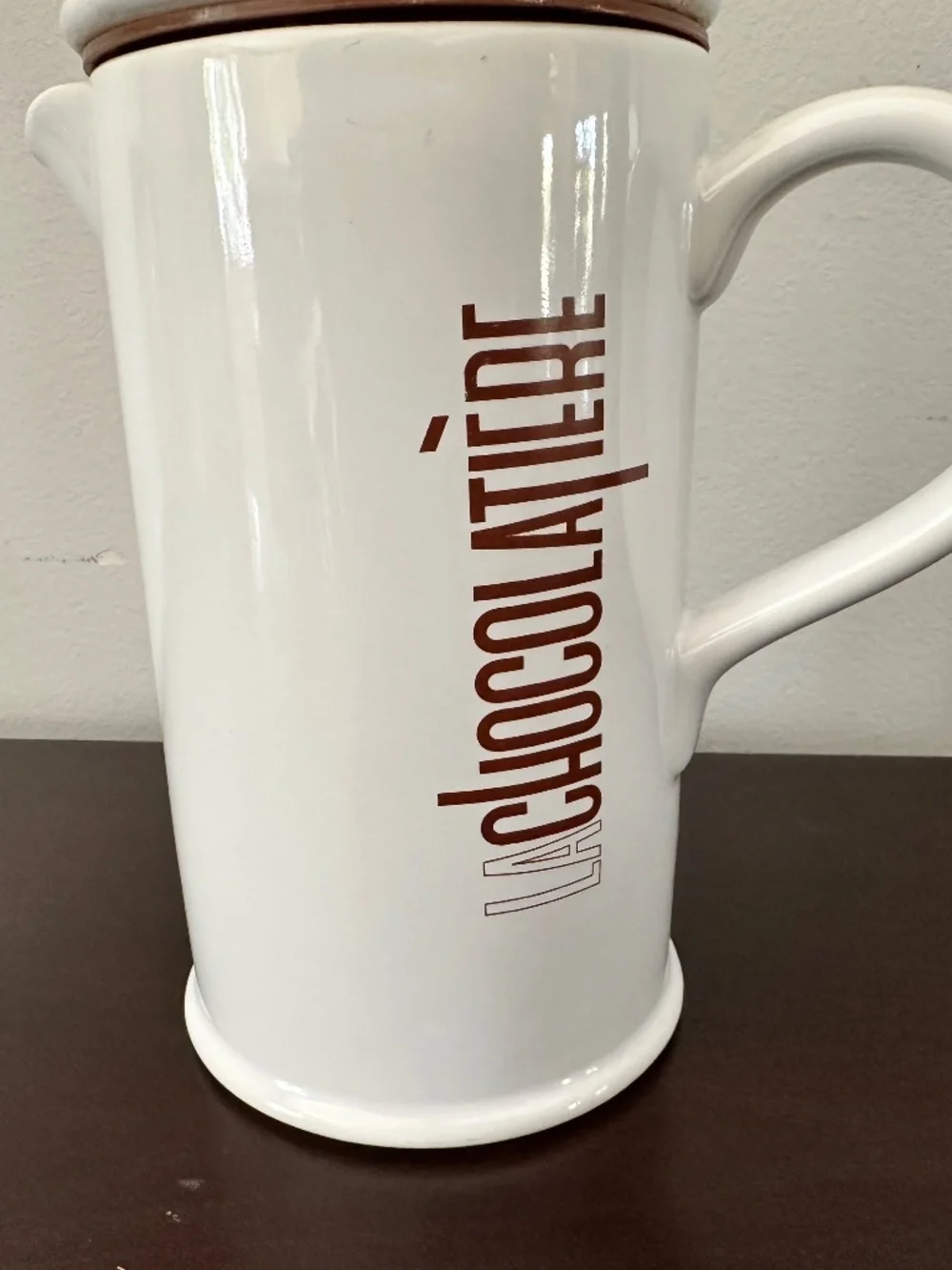 Crate & Barrel La Chocolatiere Stoneware Hot Chocolate Pot French Press Coffee